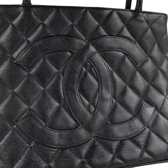 Auth CHANEL Matelasse Handbag Tote Bag Black Leather/Silvertone - Picture 11 of 14